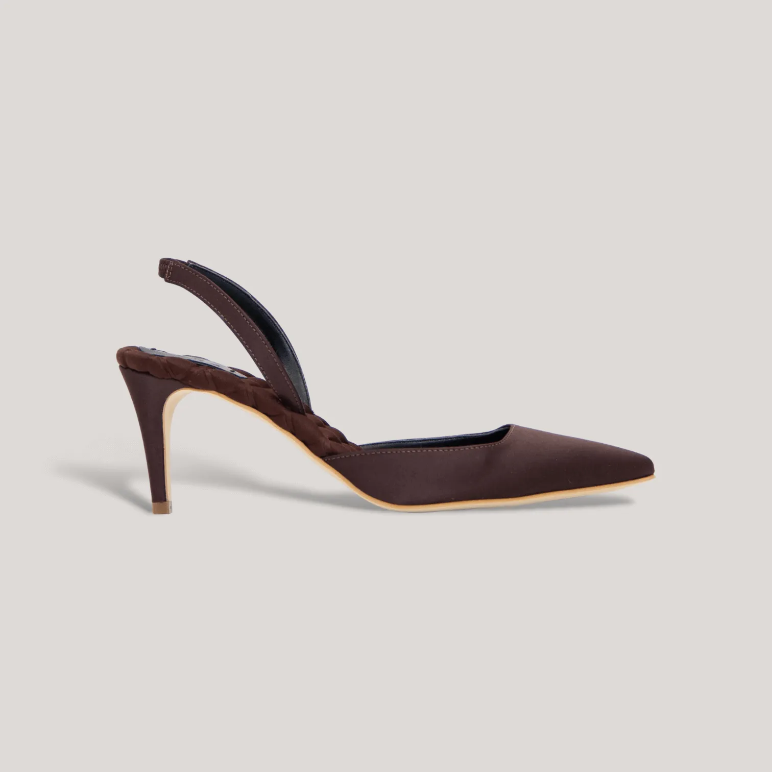 GABRIELLA | Brown - Satin Slingback Pumps sold by ALLTRUEIST KNITWEAR