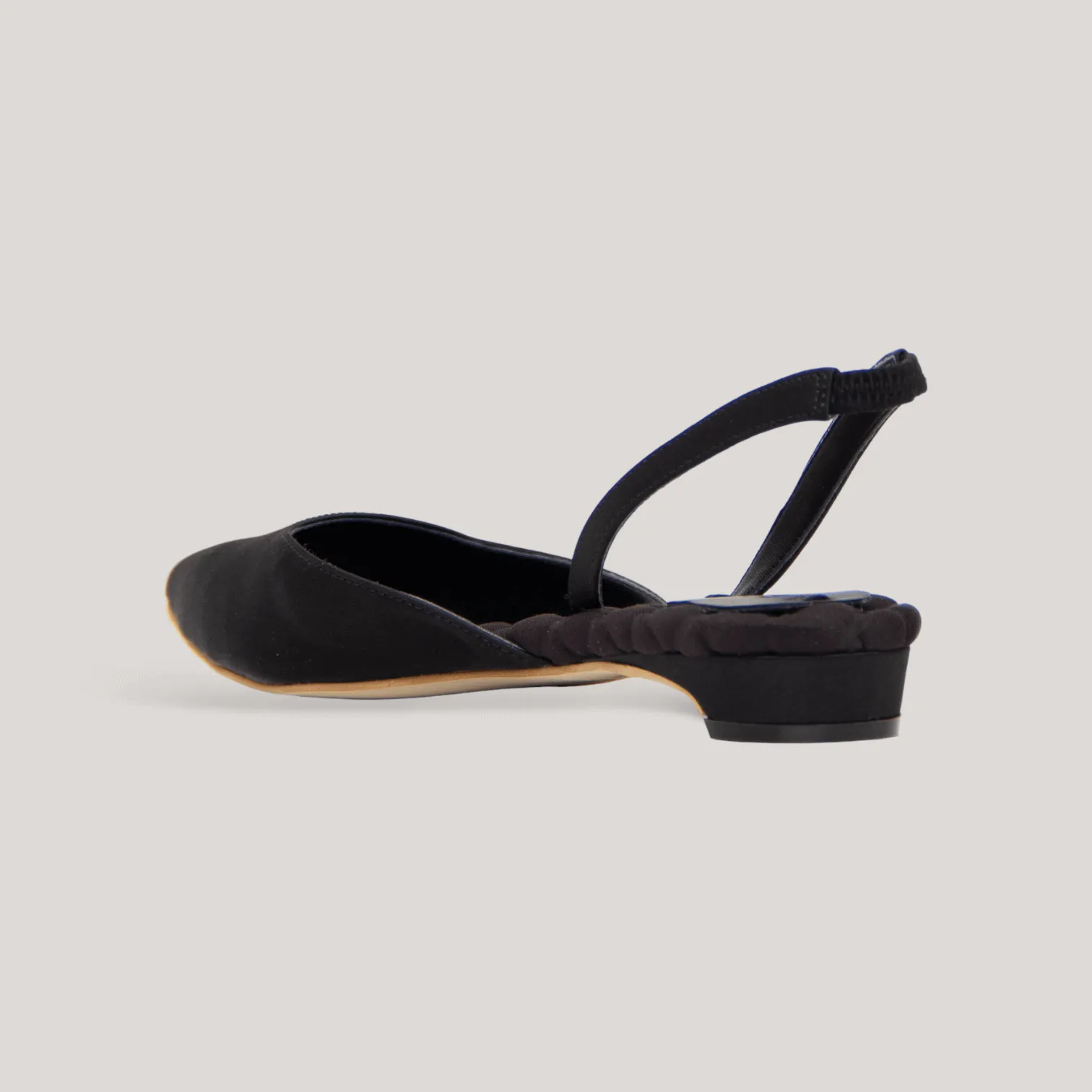 JACKIE | Black Satin Slingback Flats sold by ALLTRUEIST KNITWEAR product image thumbnail 4