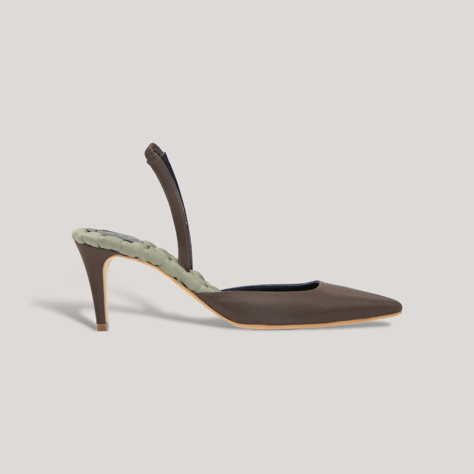 GABRIELLA | Green - Satin Slingback Pumps sold by ALLTRUEIST KNITWEAR