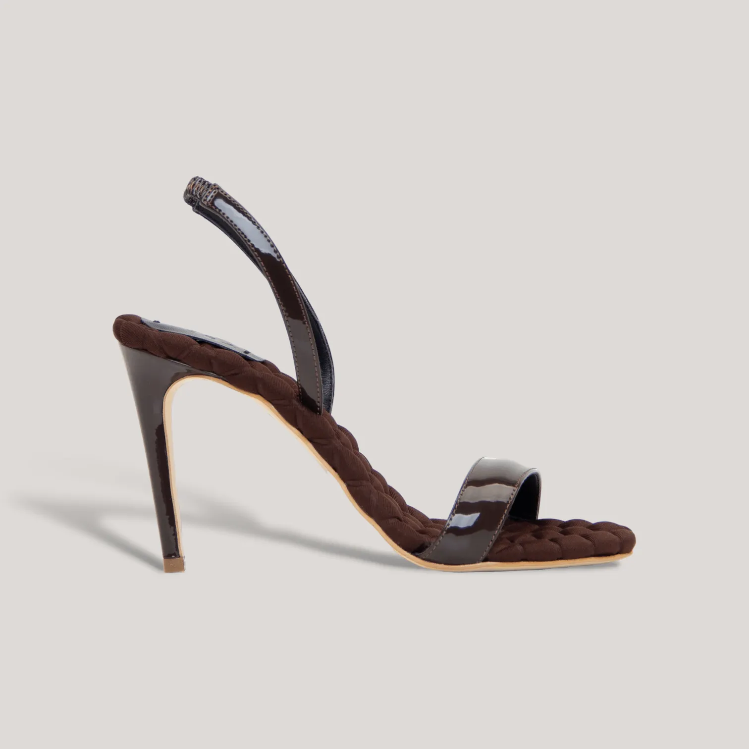 VIVIEN | Brown Vegan Patent Slingback Sandals sold by ALLTRUEIST KNITWEAR