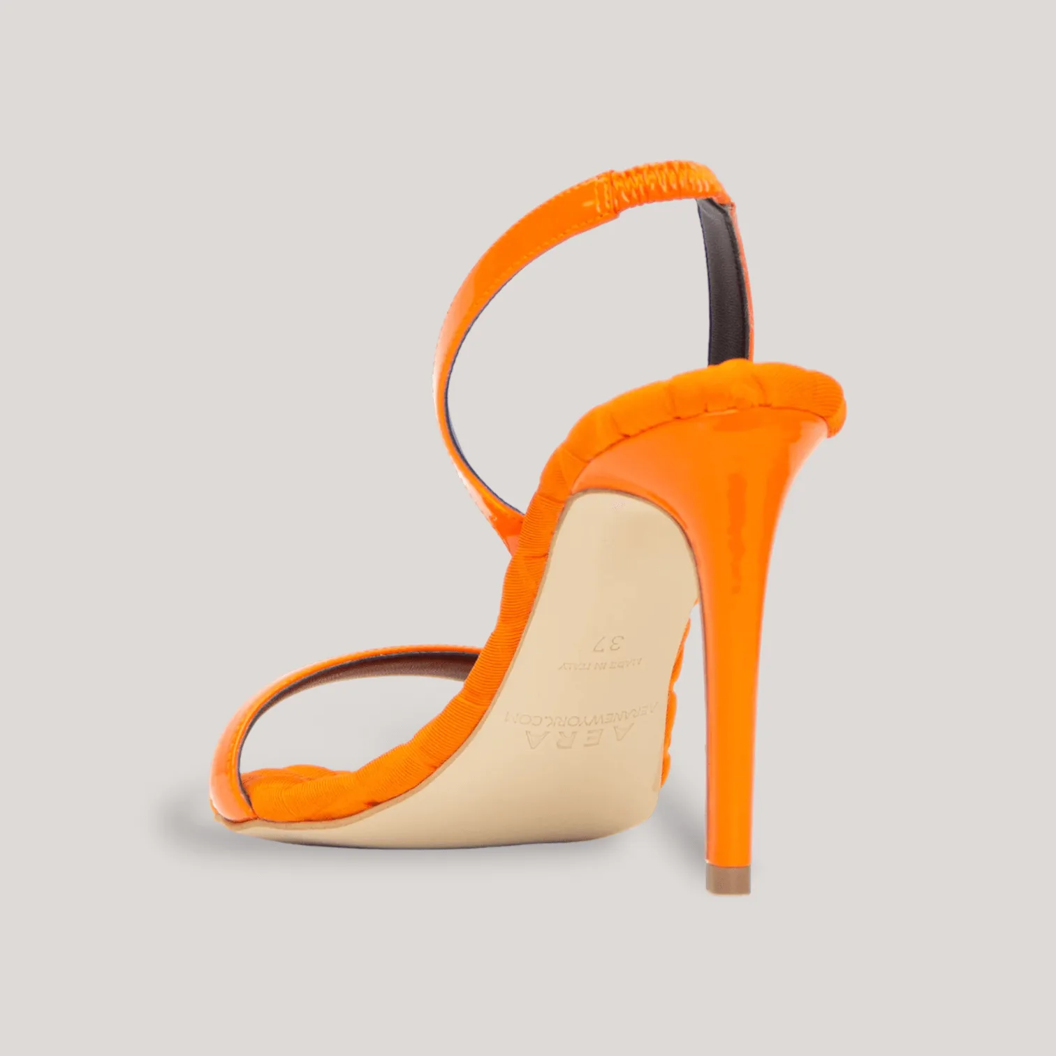 VIVIEN | Orange Vegan Patent Slingback Sandals sold by ALLTRUEIST KNITWEAR product image thumbnail 4