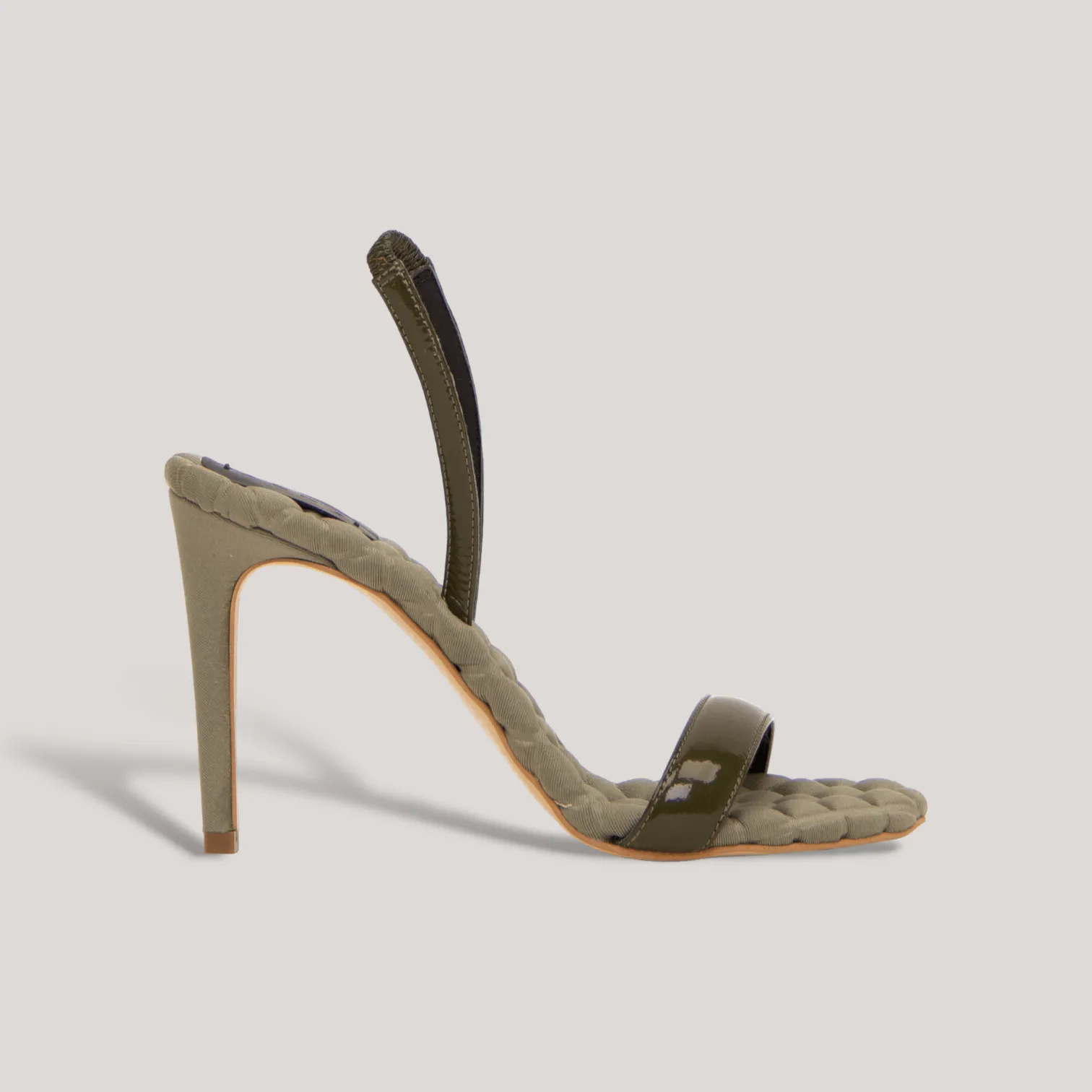 VIVIEN | Green Vegan Patent Slingback Sandals sold by ALLTRUEIST KNITWEAR