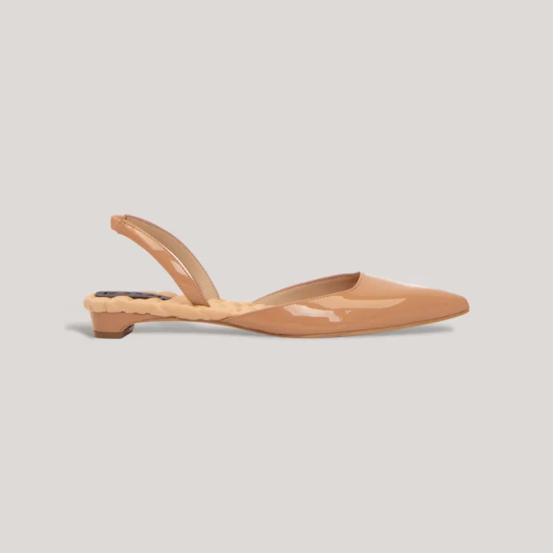 JACKIE | Nude Vegan Patent Slingback Flats sold by ALLTRUEIST KNITWEAR