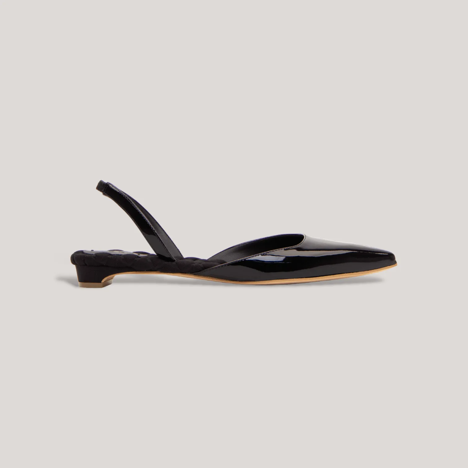 JACKIE | Black Vegan Patent Slingback Flats sold by ALLTRUEIST KNITWEAR