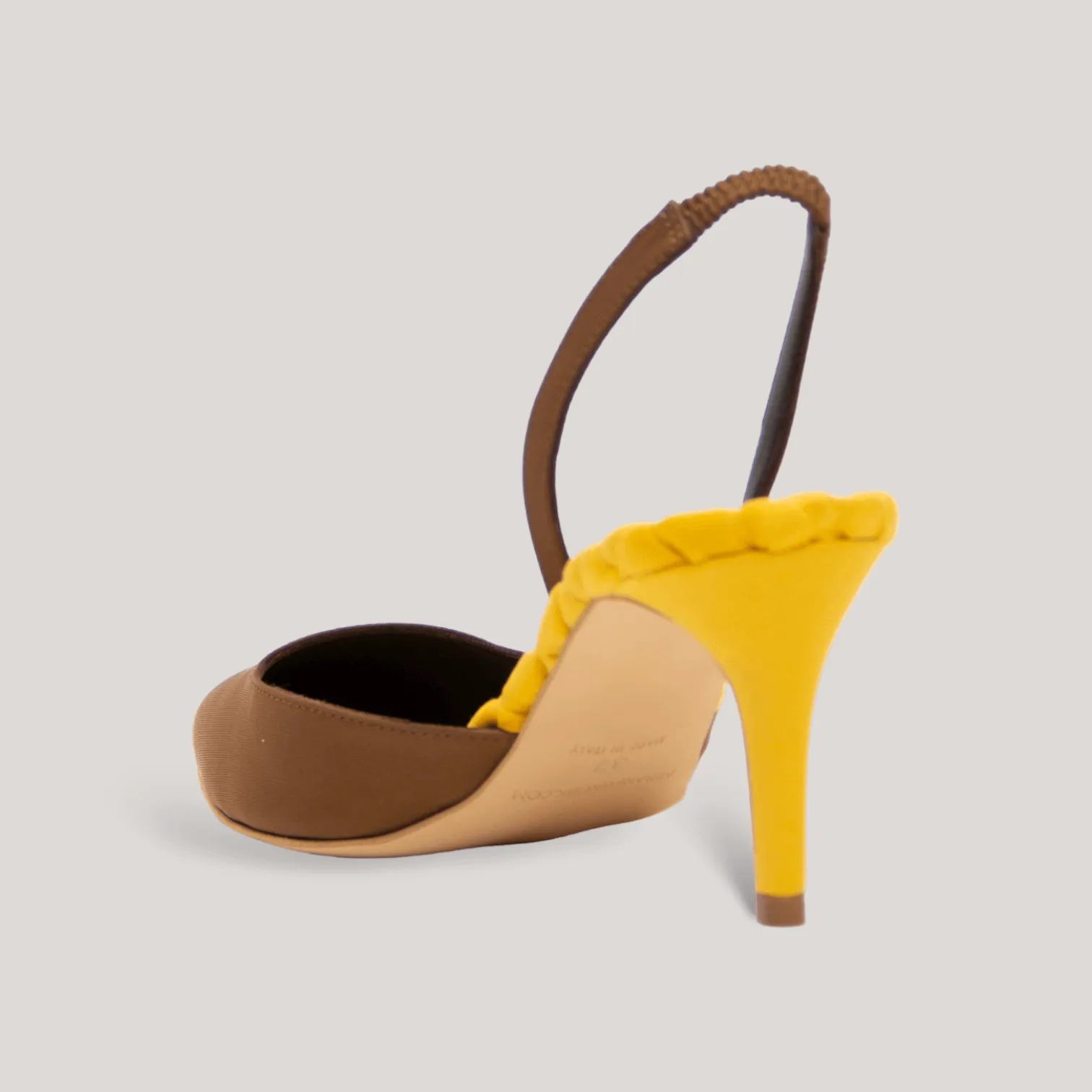 GABRIELLA | Yellow - Brown Satin Slingback Pumps sold by ALLTRUEIST KNITWEAR product image thumbnail 3