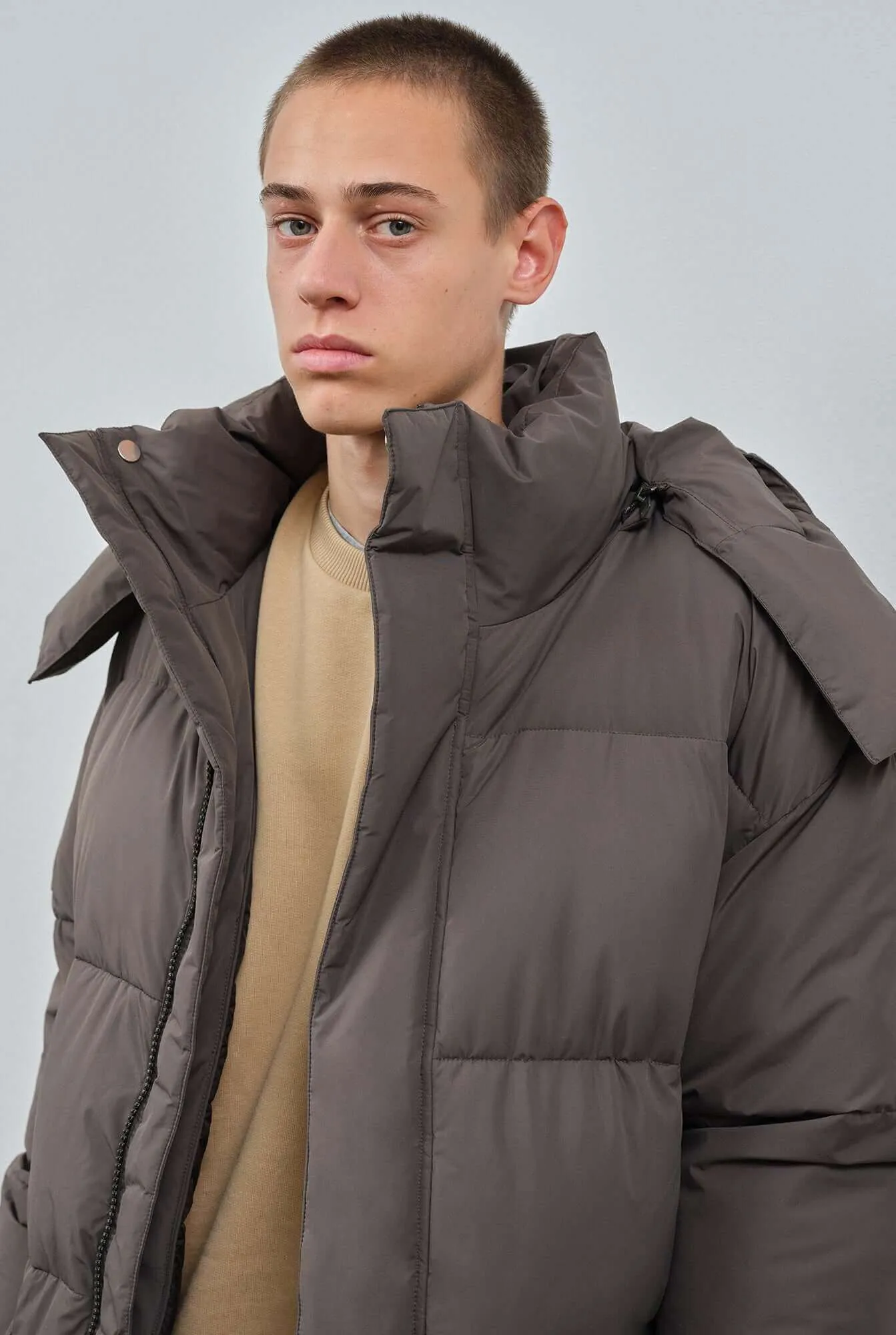 Brandford | Dark Taupe Extra-Padded Men's Puffer Coat sold by ALLTRUEIST KNITWEAR product image thumbnail 3