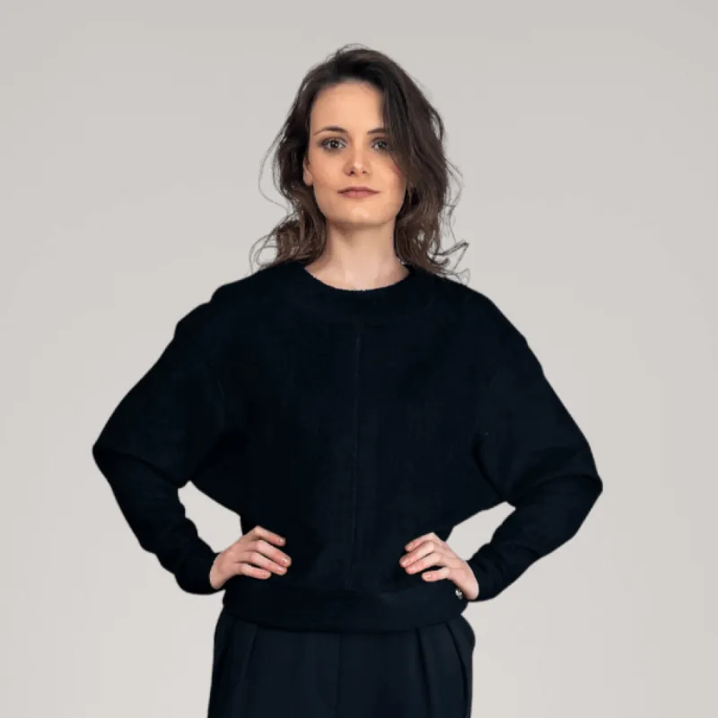 Dolman Sleeve Bamboo-Terry Sweater | Obsidian sold by ALLTRUEIST KNITWEAR