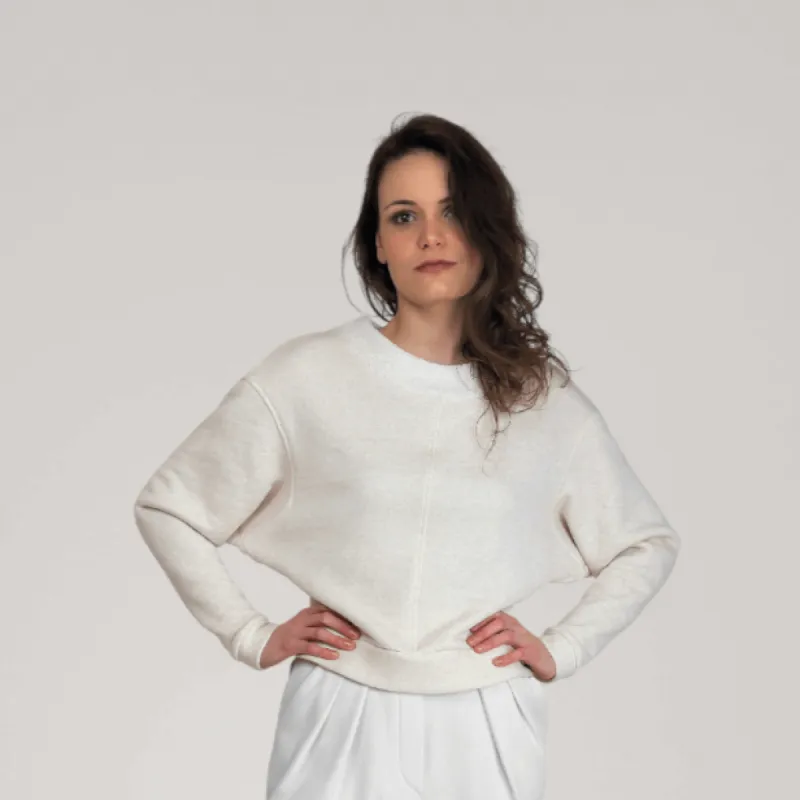 Dolman Sleeve Thick French Terry Sweater | Alabaster sold by ALLTRUEIST KNITWEAR