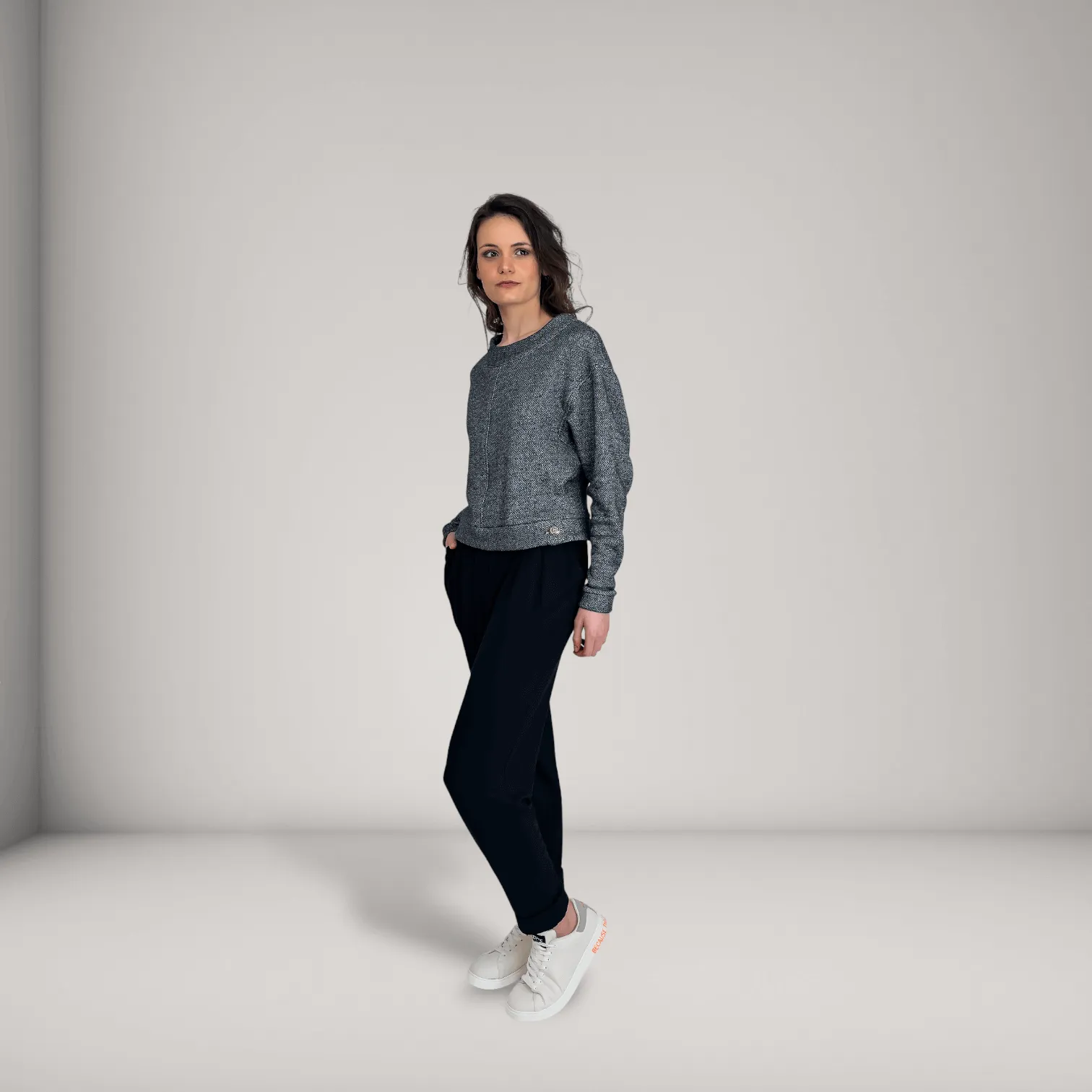 Dolman Sleeve Thick French Terry Sweater | Granite sold by ALLTRUEIST KNITWEAR product image thumbnail 5