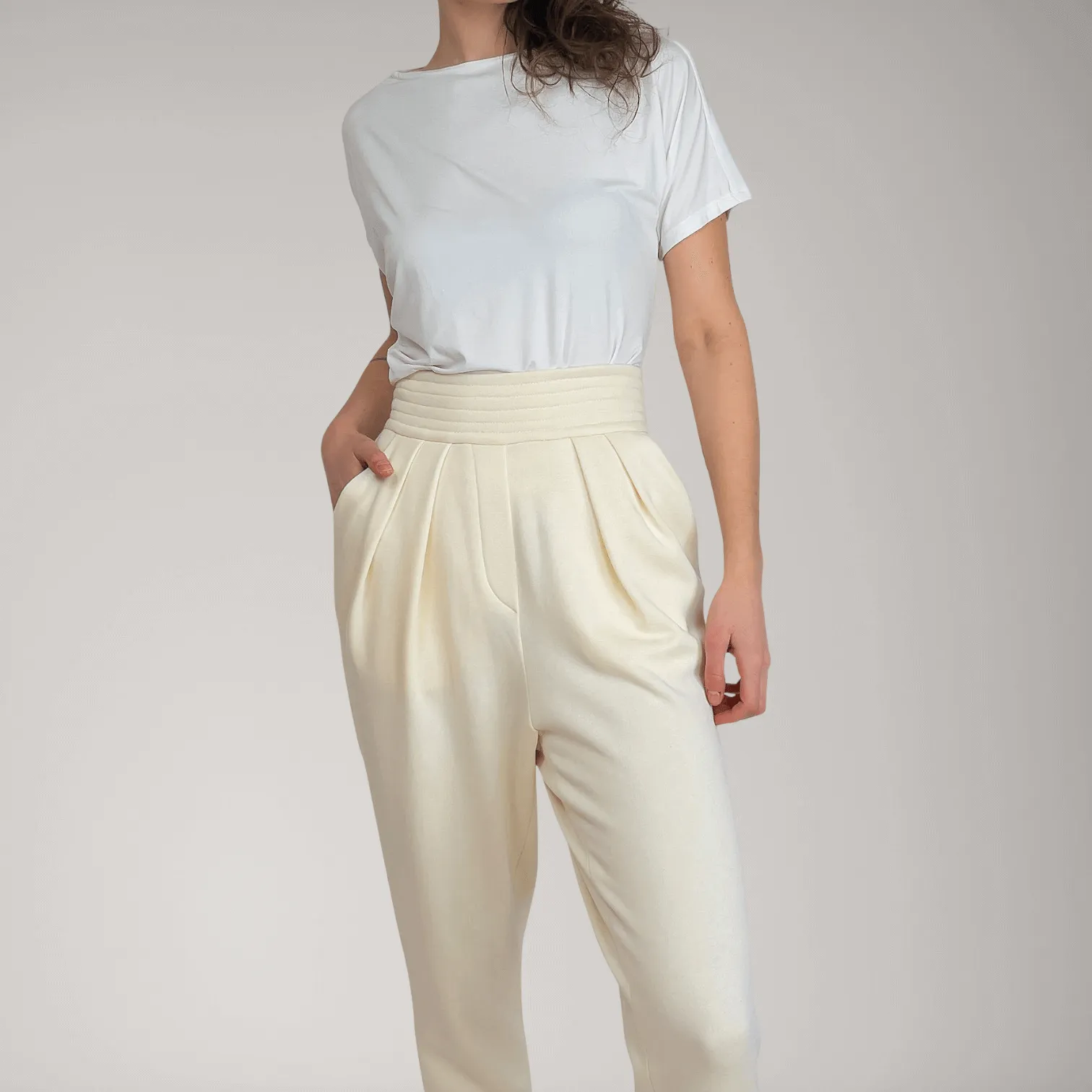 Pleated Bamboo-Cotton Fleece Tapered Track Pants | Jasper sold by ALLTRUEIST KNITWEAR product image thumbnail 2
