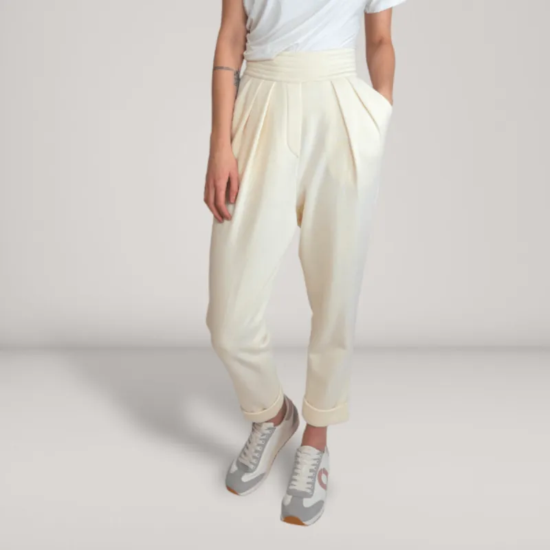 Pleated Bamboo-Cotton Fleece Tapered Track Pants | Jasper sold by ALLTRUEIST KNITWEAR