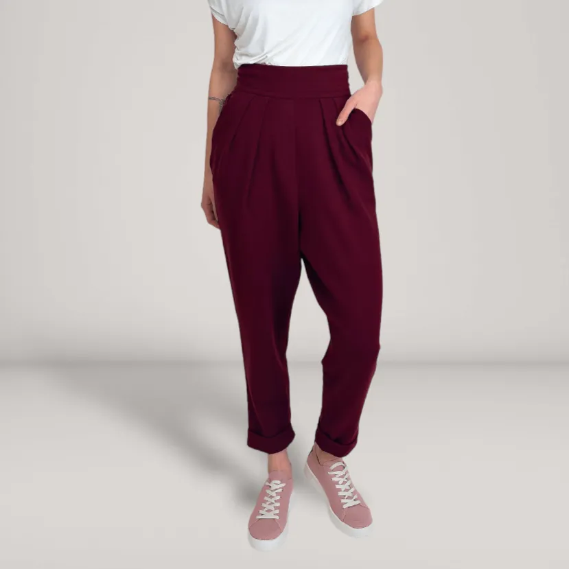 Pleated Fine French Terry Tapered Track Pants | Tourmaline sold by ALLTRUEIST KNITWEAR