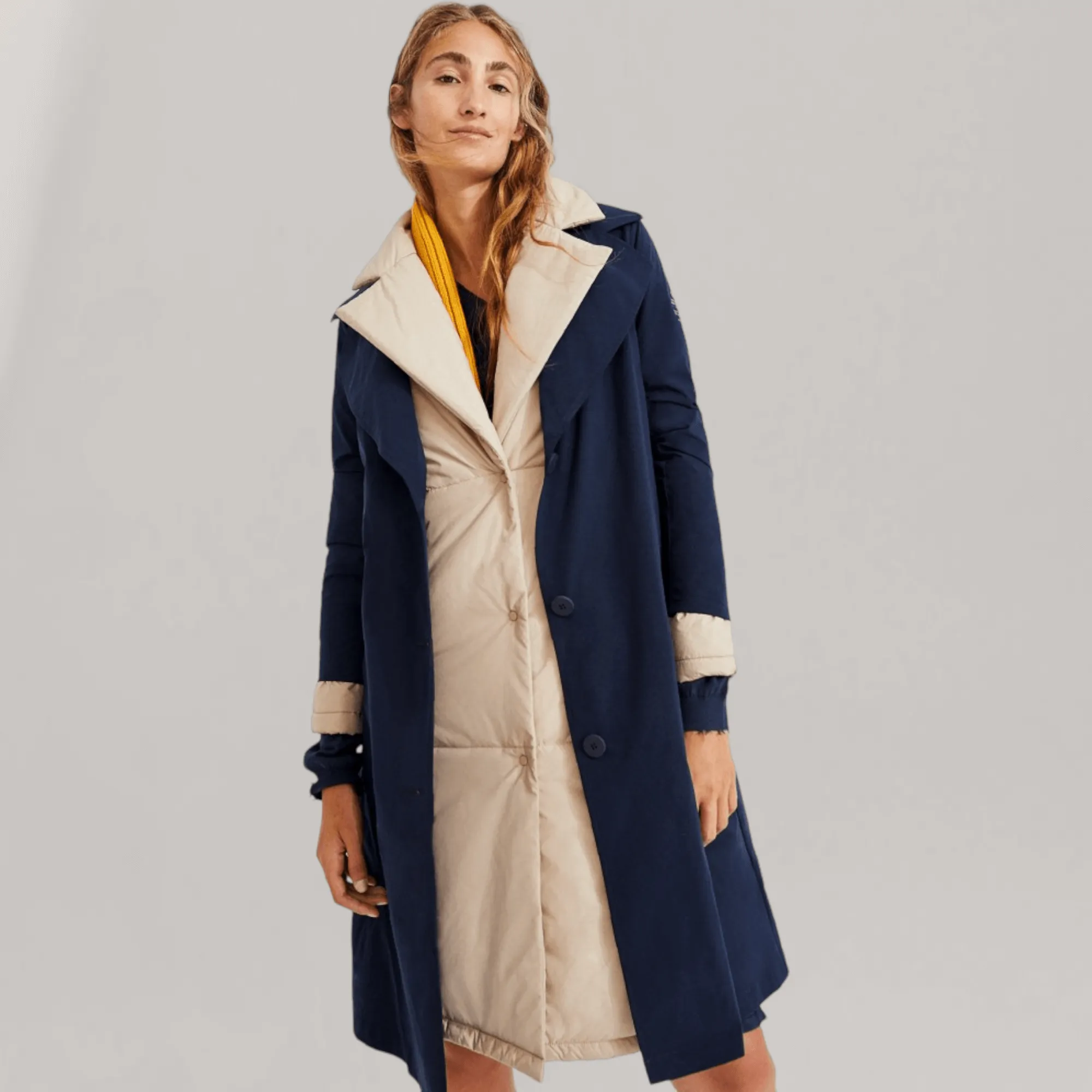 Isola 3 in 1 Vegan Down Trench Coat - Navy | Women's sold by ALLTRUEIST KNITWEAR