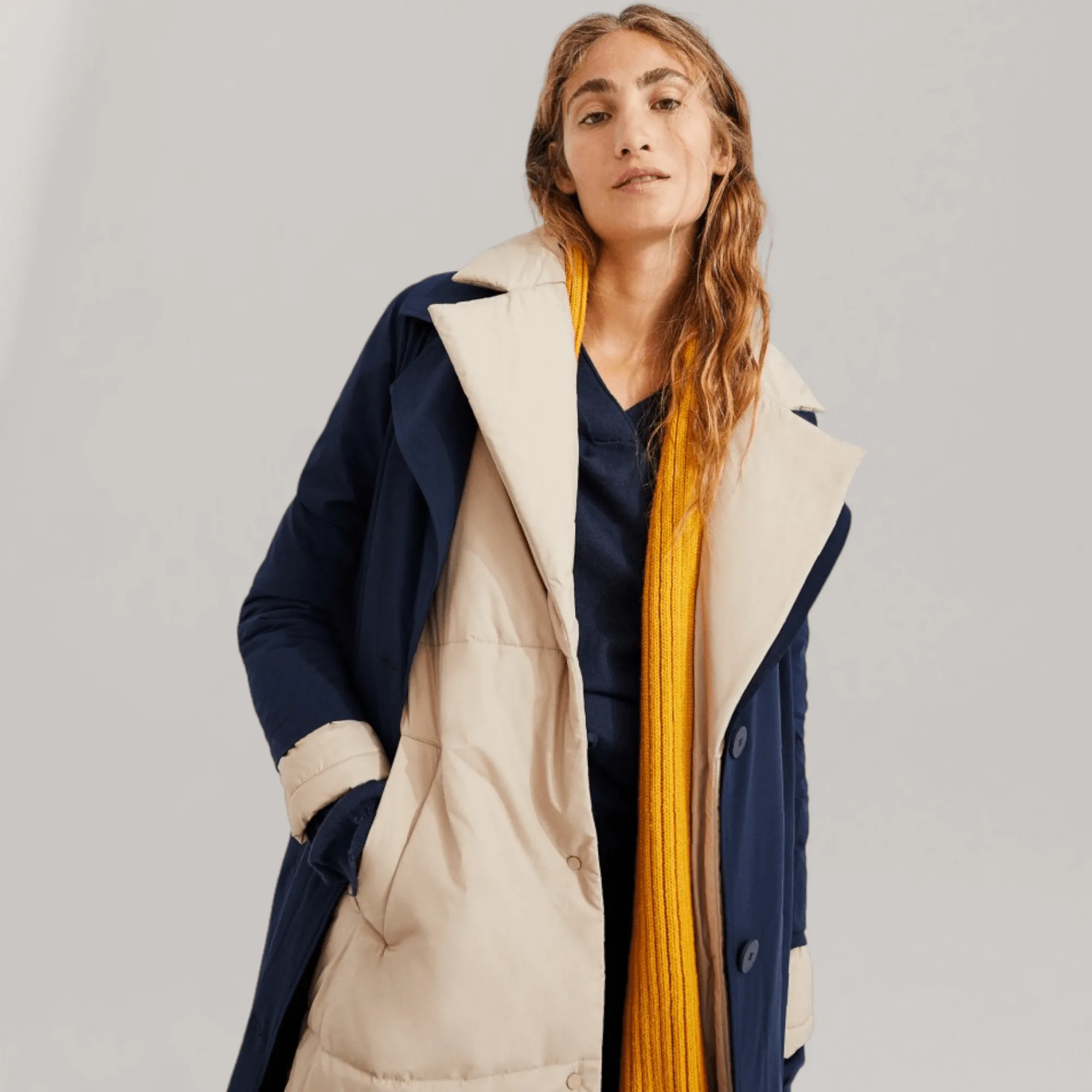 Isola 3 in 1 Vegan Down Trench Coat - Navy | Women's sold by ALLTRUEIST KNITWEAR product image thumbnail 2