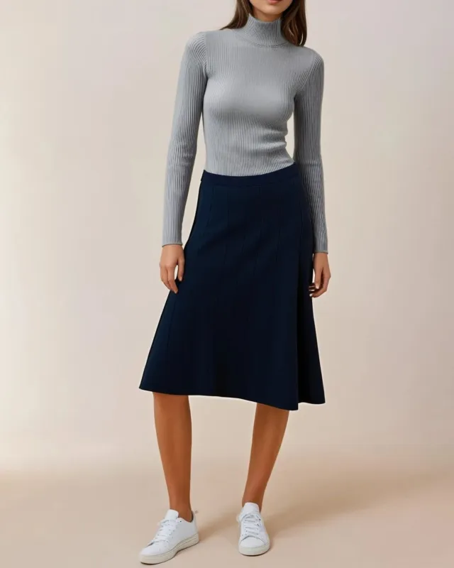 MONICA | Ecoviscose - Variegated Midi Flared Skirt sold by ALLTRUEIST KNITWEAR