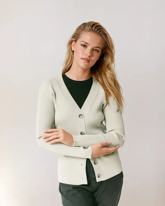 JASMINE | Ecoviscose - Ribbed Cardigan sold by ALLTRUEIST KNITWEAR