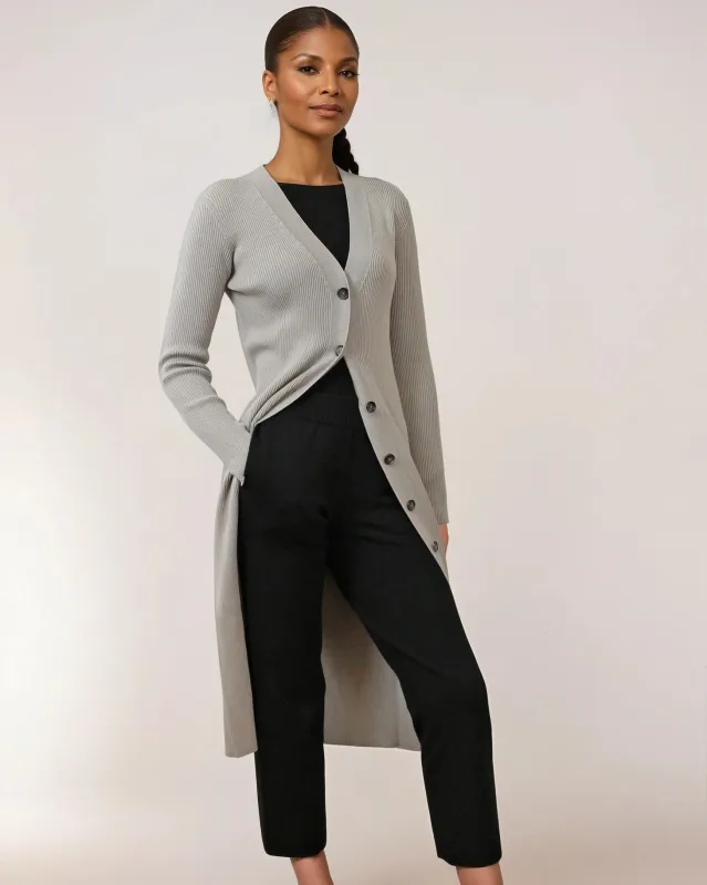 HOLLY | Ecoviscose - Long Ribbed Cardigan sold by ALLTRUEIST KNITWEAR