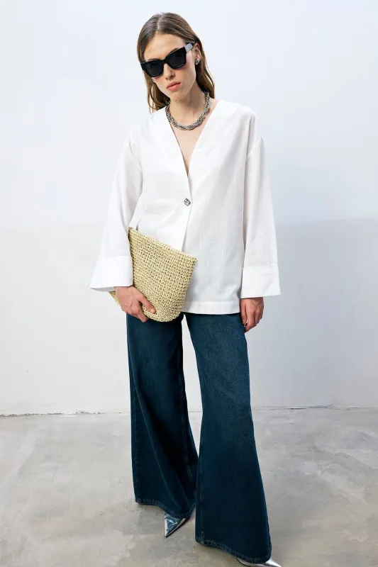 Lightweight Cotton V-Neck Slit Jacket sold by ALLTRUEIST KNITWEAR