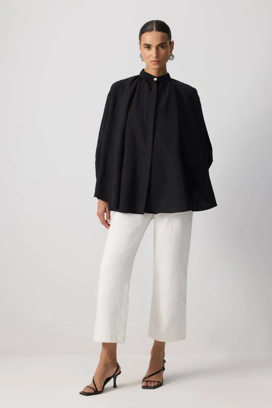 Minimalist Batwing Poplin Shirt - Black sold by ALLTRUEIST KNITWEAR