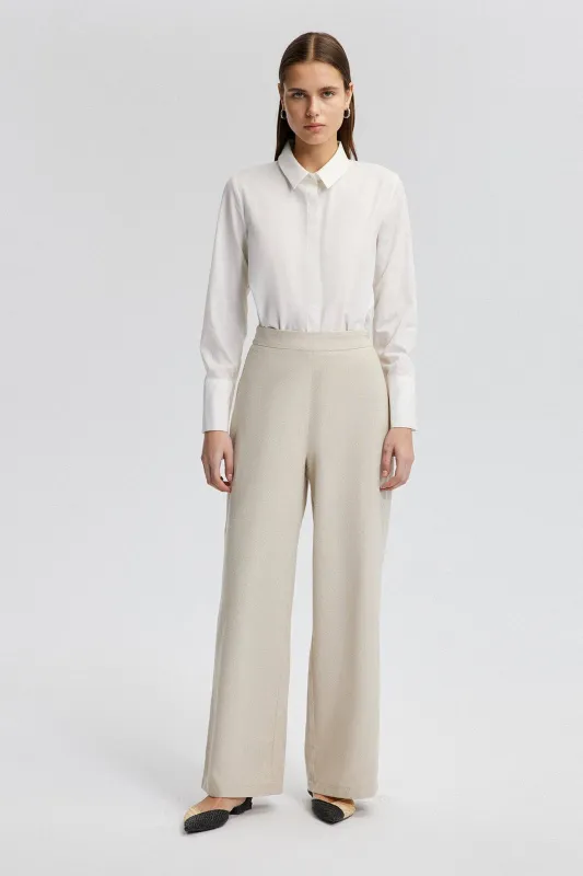 Tailored Linen-Blend Wide Leg Trousers sold by ALLTRUEIST KNITWEAR