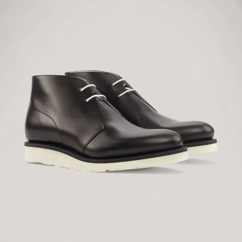 Chukka Wedge Boots - Black - Box Calf | Blake Welt sold by ALLTRUEIST KNITWEAR