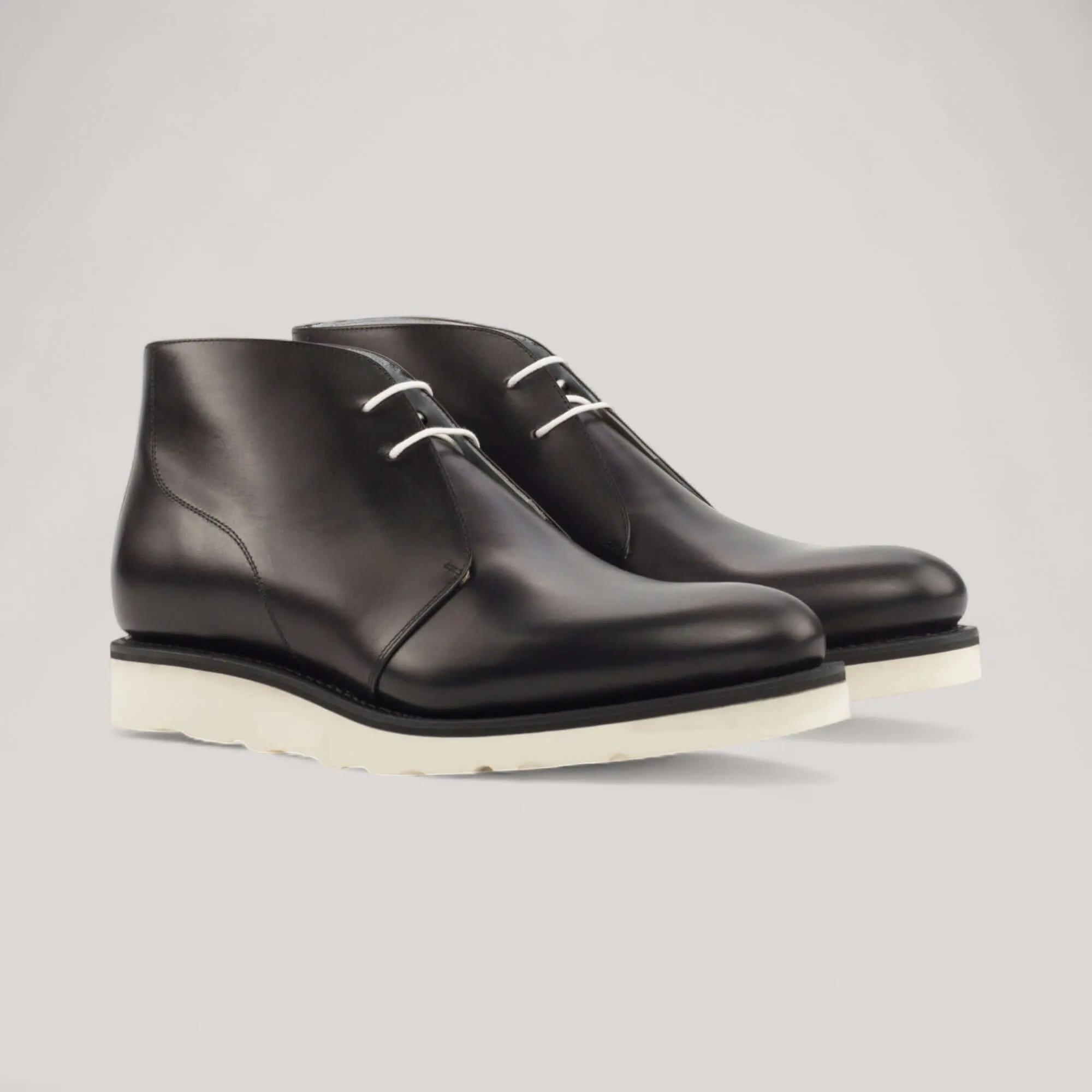 Chukka Wedge Boots - Black - Box Calf | Blake Welt sold by ALLTRUEIST KNITWEAR