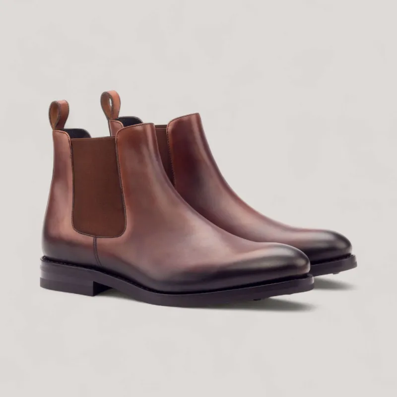 Chelsea Boots - Brown - Burnished Leather | Goodyear Welt sold by ALLTRUEIST KNITWEAR