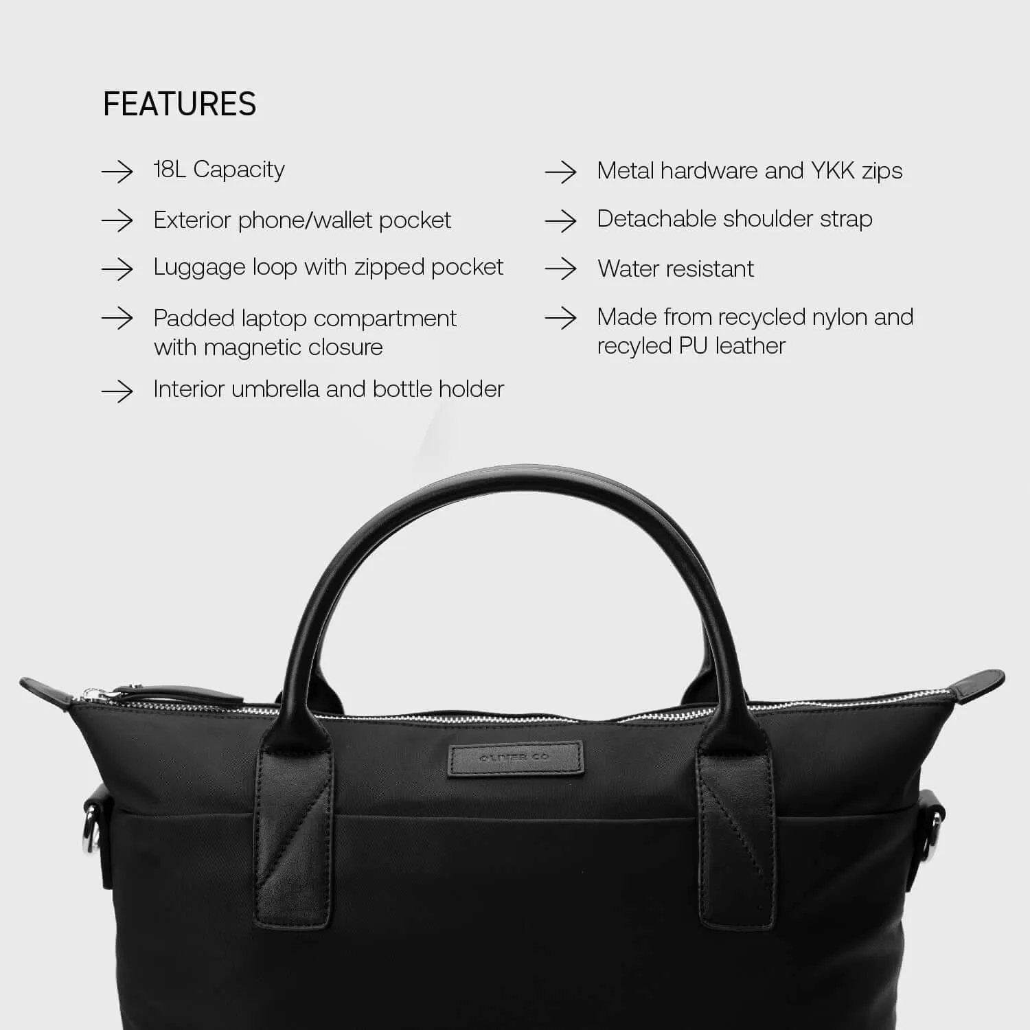 Everyday Tote Bag | Black Recycled Nylon sold by ALLTRUEIST KNITWEAR product image thumbnail 4