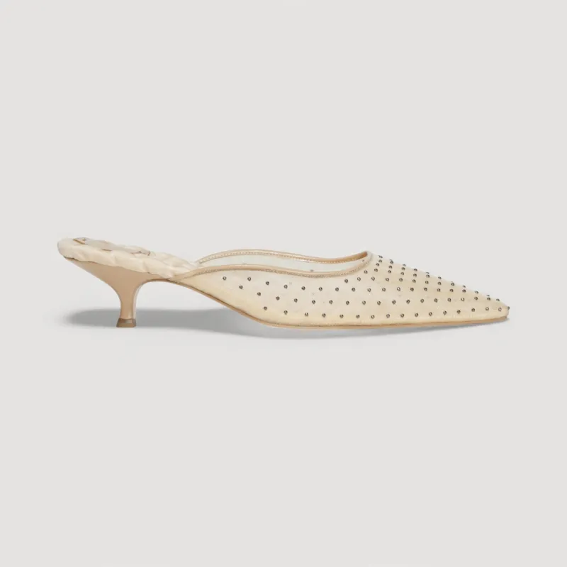 ROSA | Beige - Studded Mules sold by ALLTRUEIST KNITWEAR