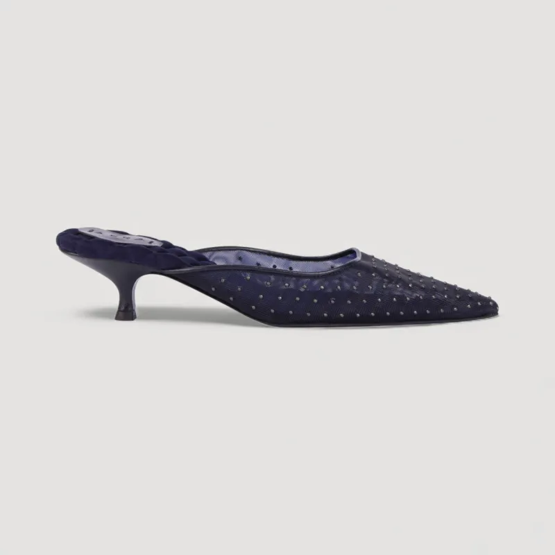 ROSA | Navy - Studded Mules sold by ALLTRUEIST KNITWEAR