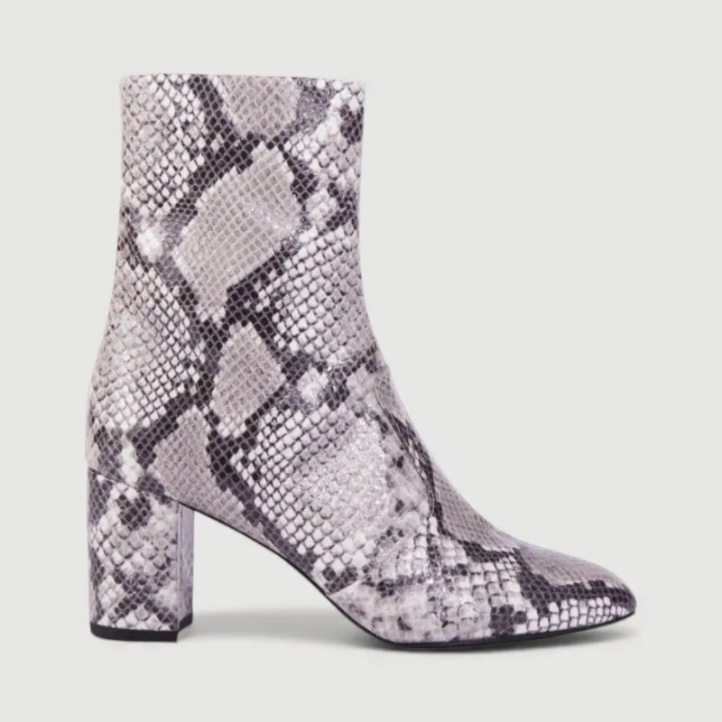 GABY | Beige Faux-Snake Print - Mid-Calf Boots sold by ALLTRUEIST KNITWEAR