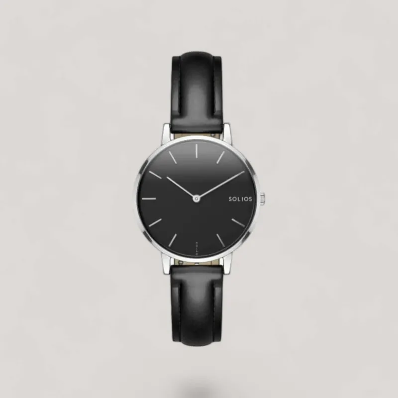 The Solar Mini | Black Dial - Silver Case made by SOLIOS