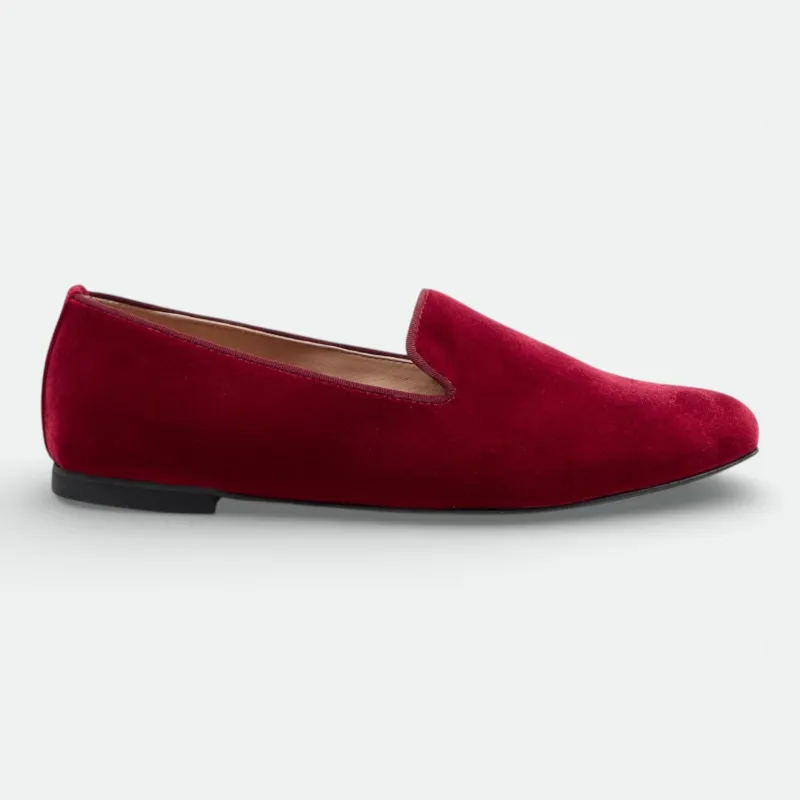 FRANCA | Velvet Deep Crimson - Loafer Slippers made by AERA