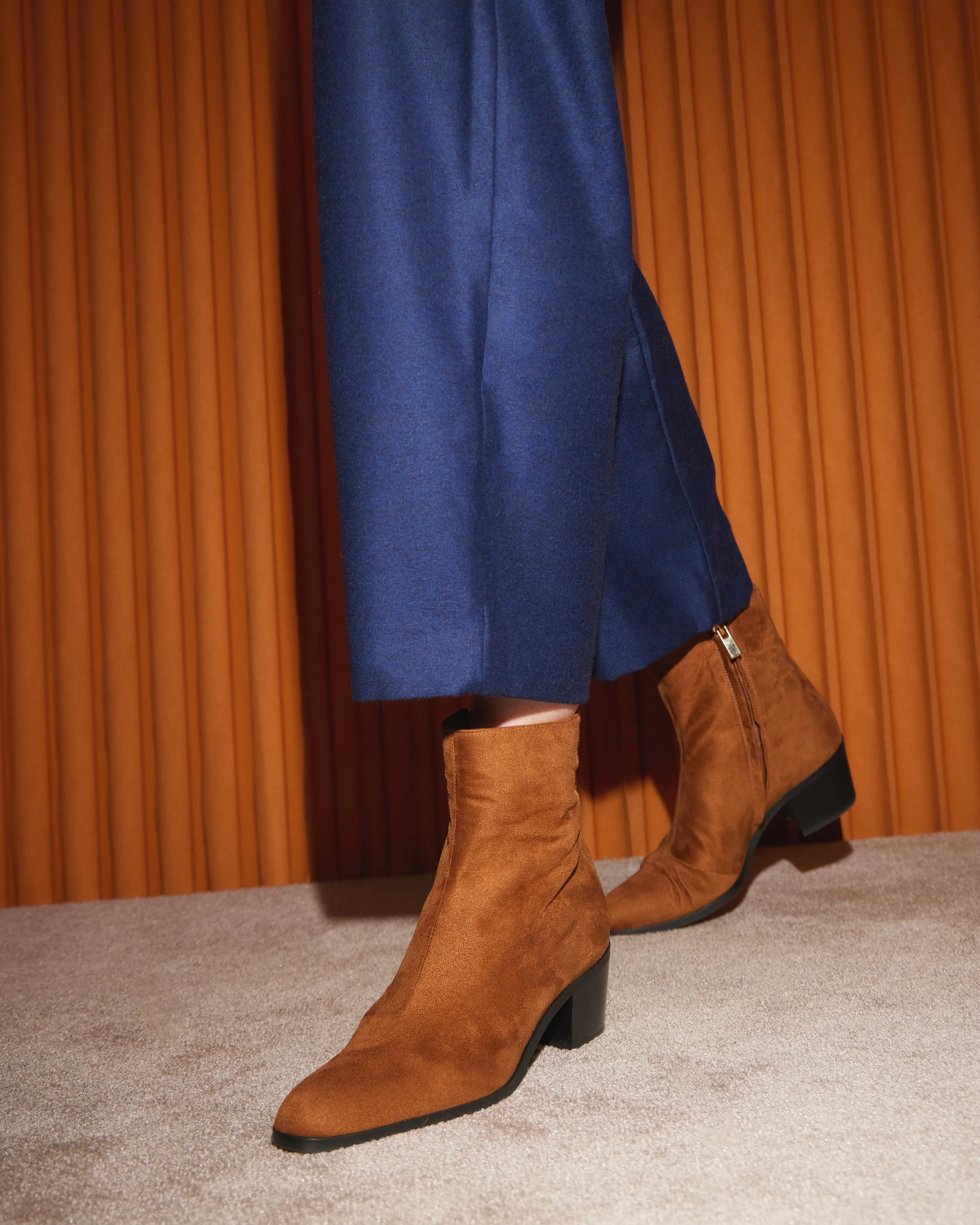 STEFFY | Cognac Suede Effect - Ankle Boots sold by ALLTRUEIST KNITWEAR product image thumbnail 2