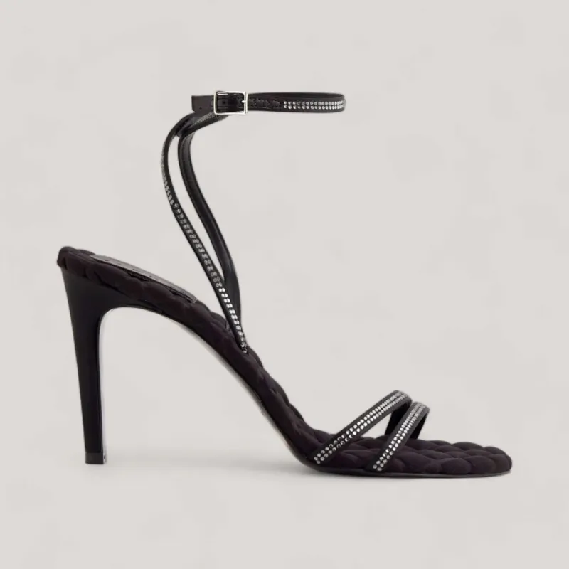 LUCIA | Black Crystal - Ankle Strap Sandals made by AERA