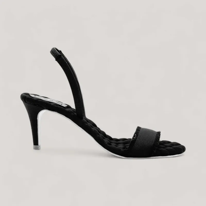 CLAUDIA | Black Grosgrain - Slingback Sandals made by AERA
