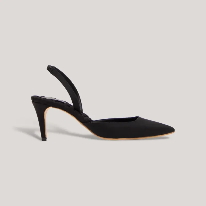 GABRIELLA | Black - Satin Slingback Pumps made by AERA