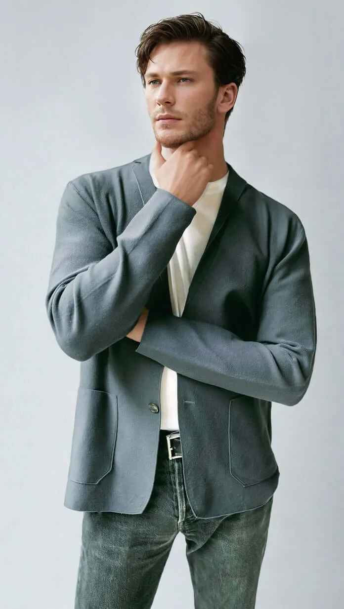 THOMAS | Ecoviscose Knitted Cardigan-Blazer sold by ALLTRUEIST KNITWEAR product image thumbnail 5