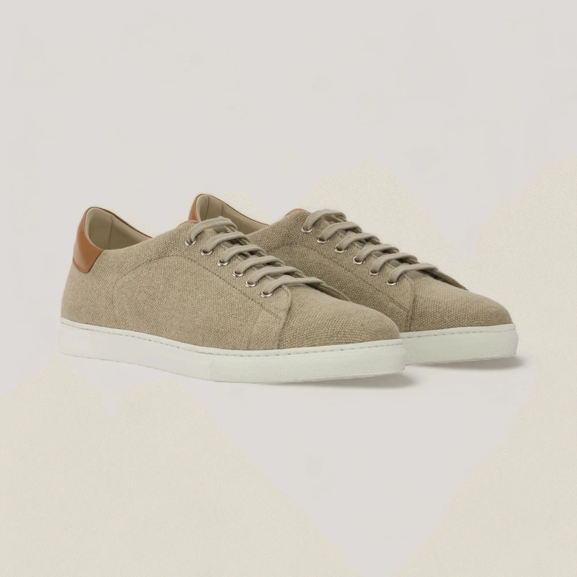 EON | Classic Vegan Sneakers - Ice Linen & Cognac | Men's sold by ALLTRUEIST KNITWEAR
