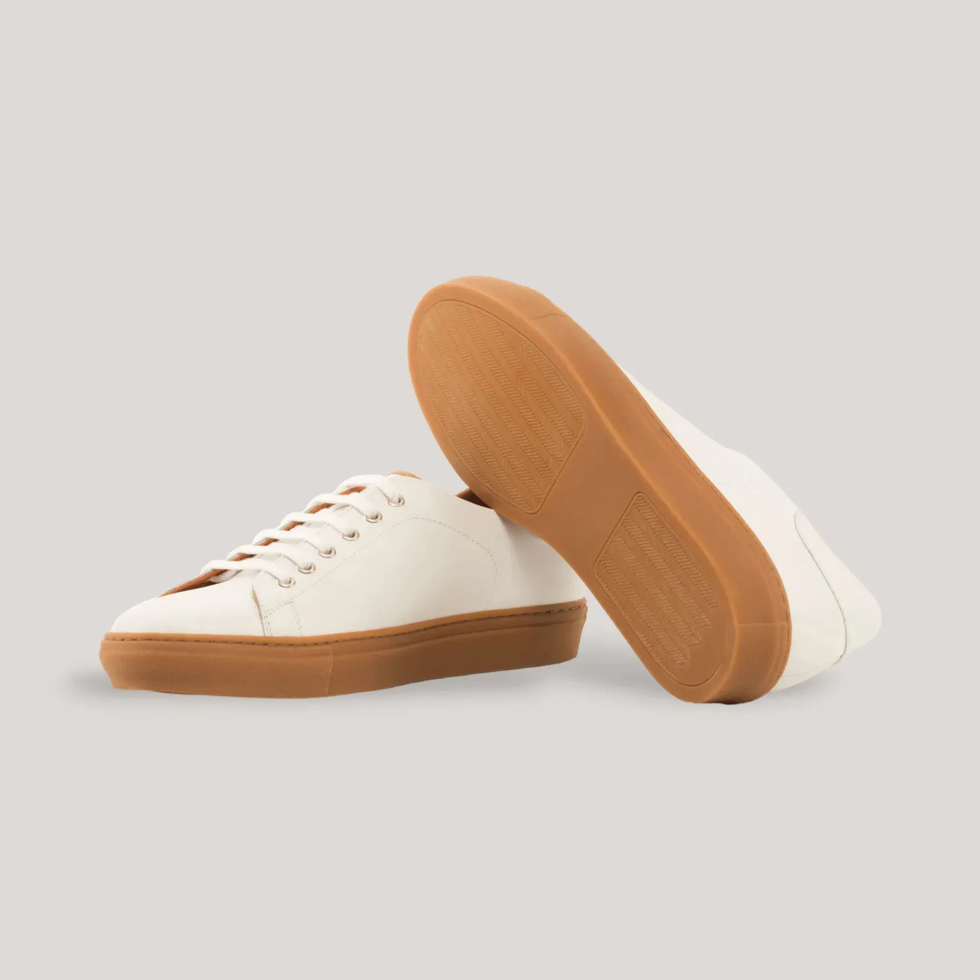 EON | Classic Vegan Sneakers - White, Cognac & Caramel Sole | Men's sold by ALLTRUEIST KNITWEAR product image thumbnail 3