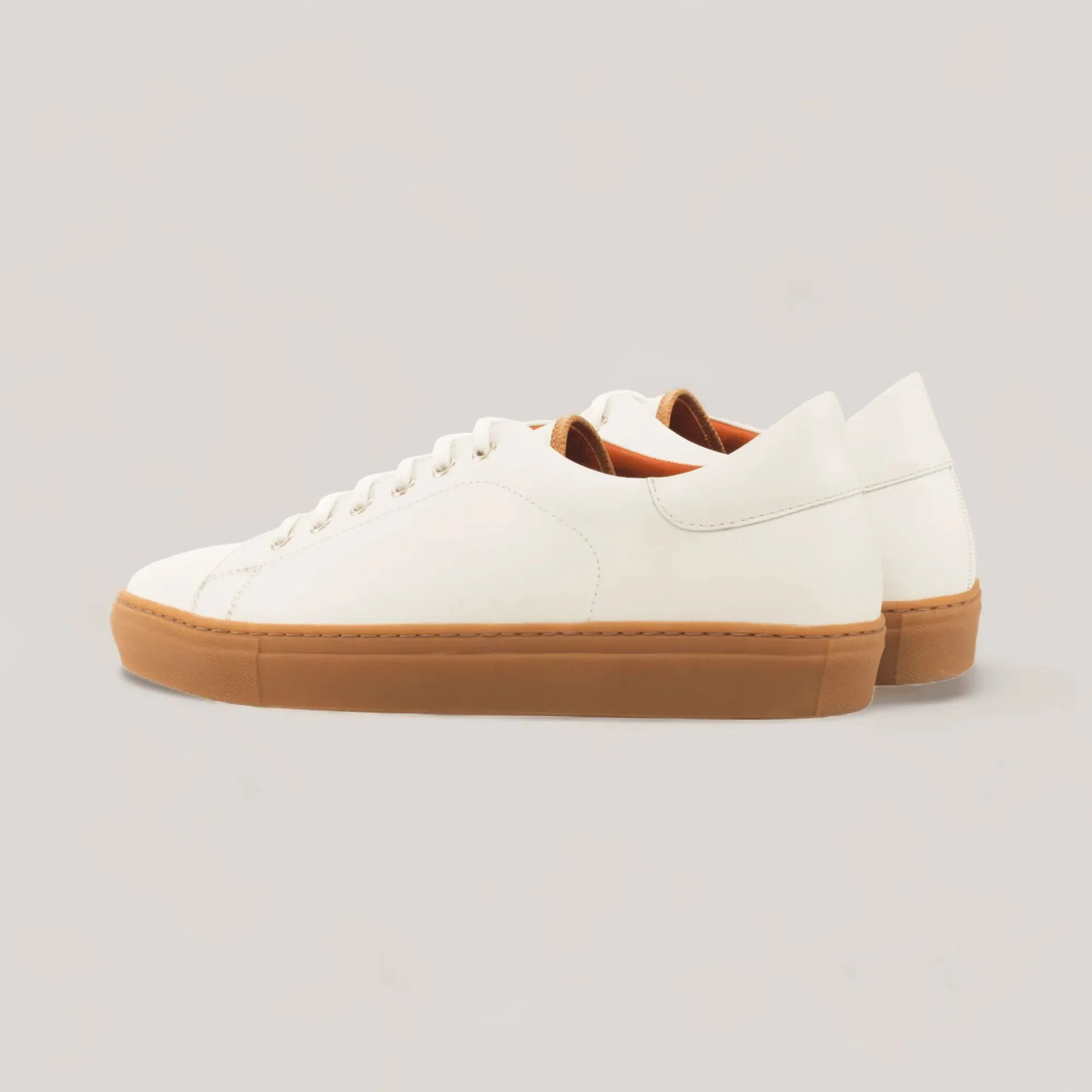 EON | Classic Vegan Sneakers - White, Cognac & Caramel Sole | Men's sold by ALLTRUEIST KNITWEAR product image thumbnail 2
