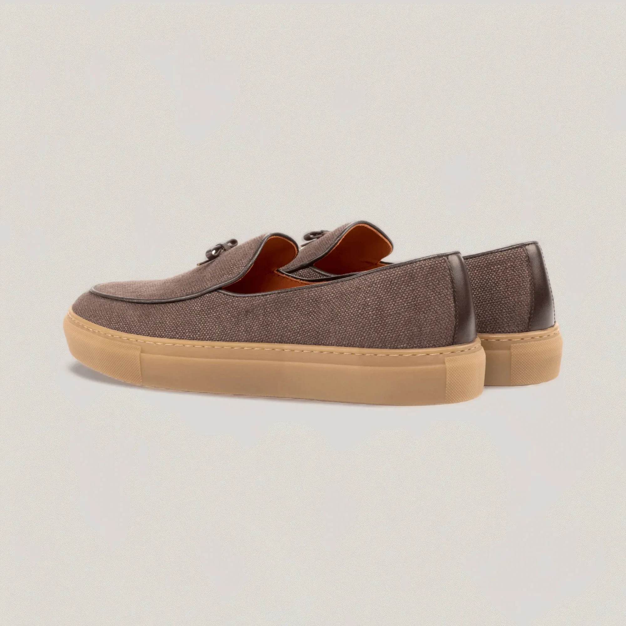 ICARUS | Loafer Vegan Sneakers - Linen -Brown & Caramel Sole | Men's sold by ALLTRUEIST KNITWEAR product image thumbnail 2