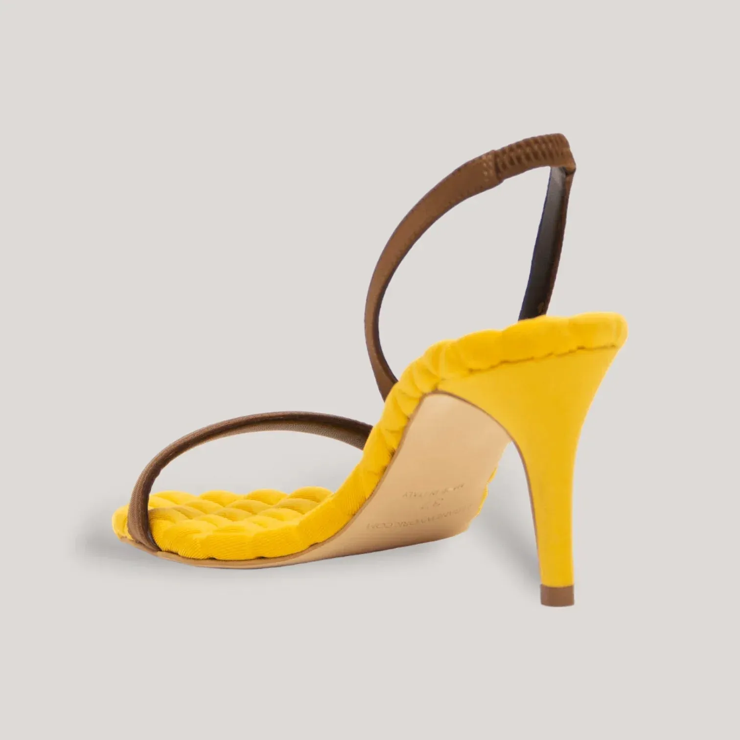 CLAUDIA | Yellow - Brown Satin Slingback Sandals sold by ALLTRUEIST KNITWEAR product image thumbnail 3