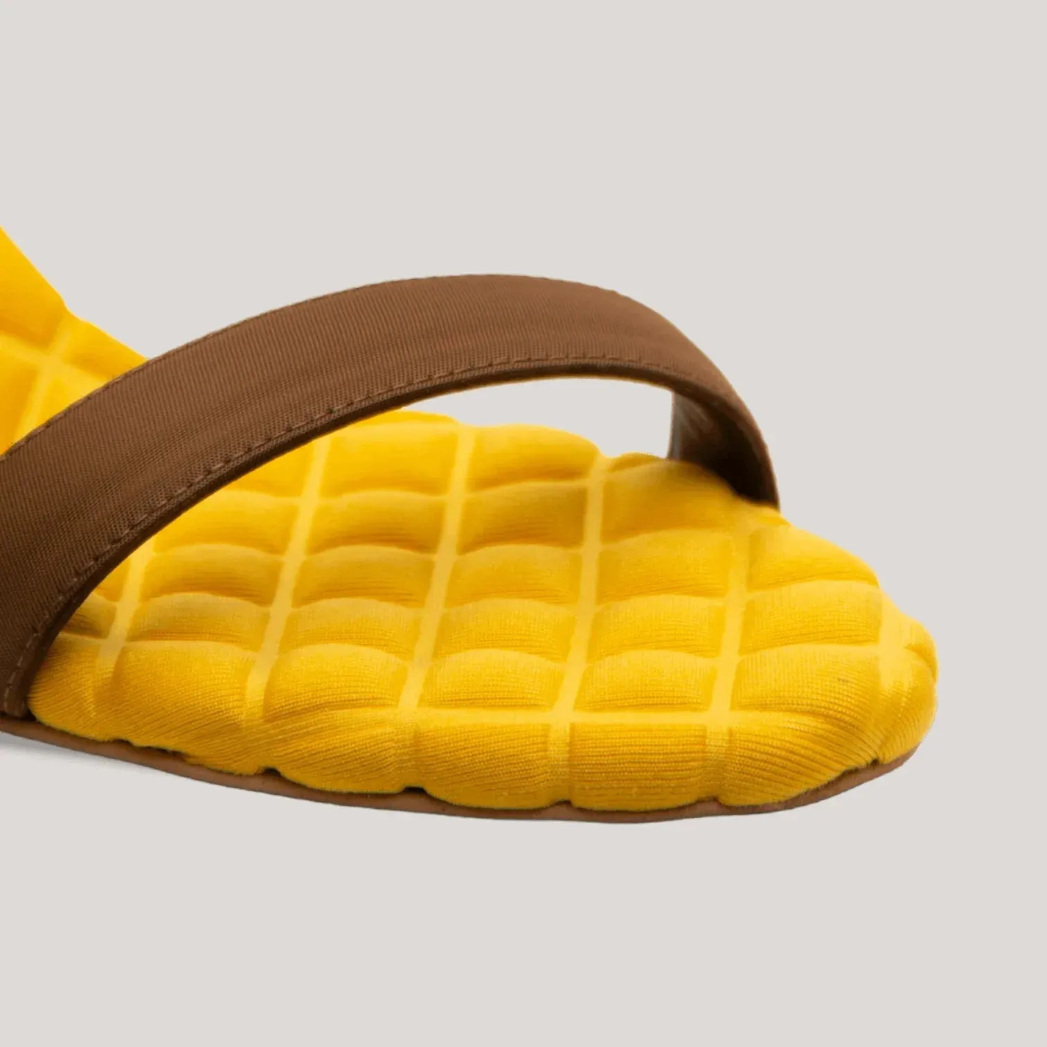 CLAUDIA | Yellow - Brown Satin Slingback Sandals sold by ALLTRUEIST KNITWEAR product image thumbnail 4
