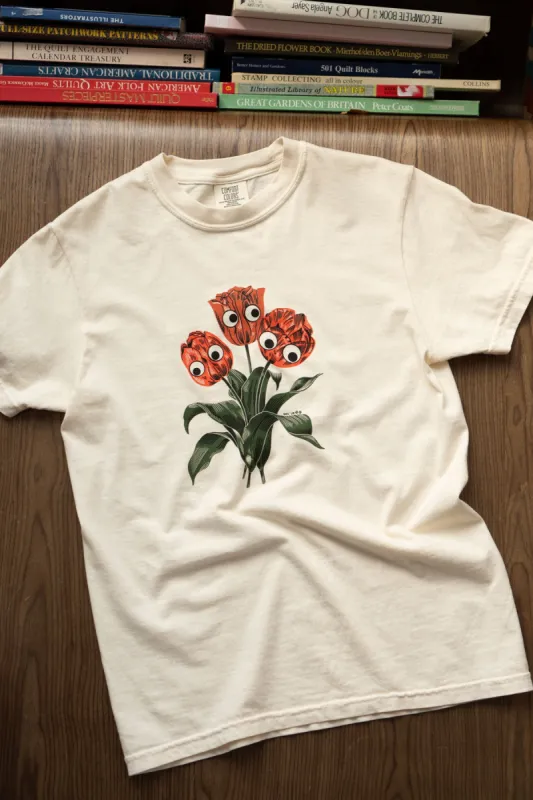 Googly Tulip Trio T-Shirt sold by Stay Home Club