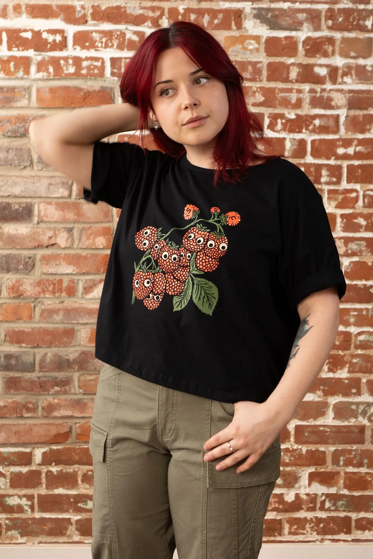 Googly Raspberries - Crop Loose Tee sold by Stay Home Club product image thumbnail 4