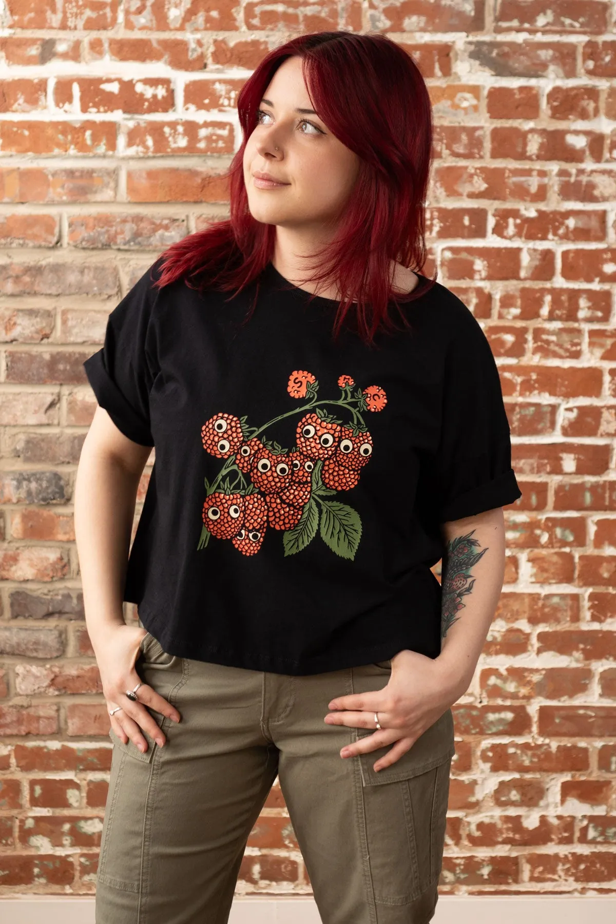 Googly Raspberries - Crop Loose Tee sold by Stay Home Club product image thumbnail 2