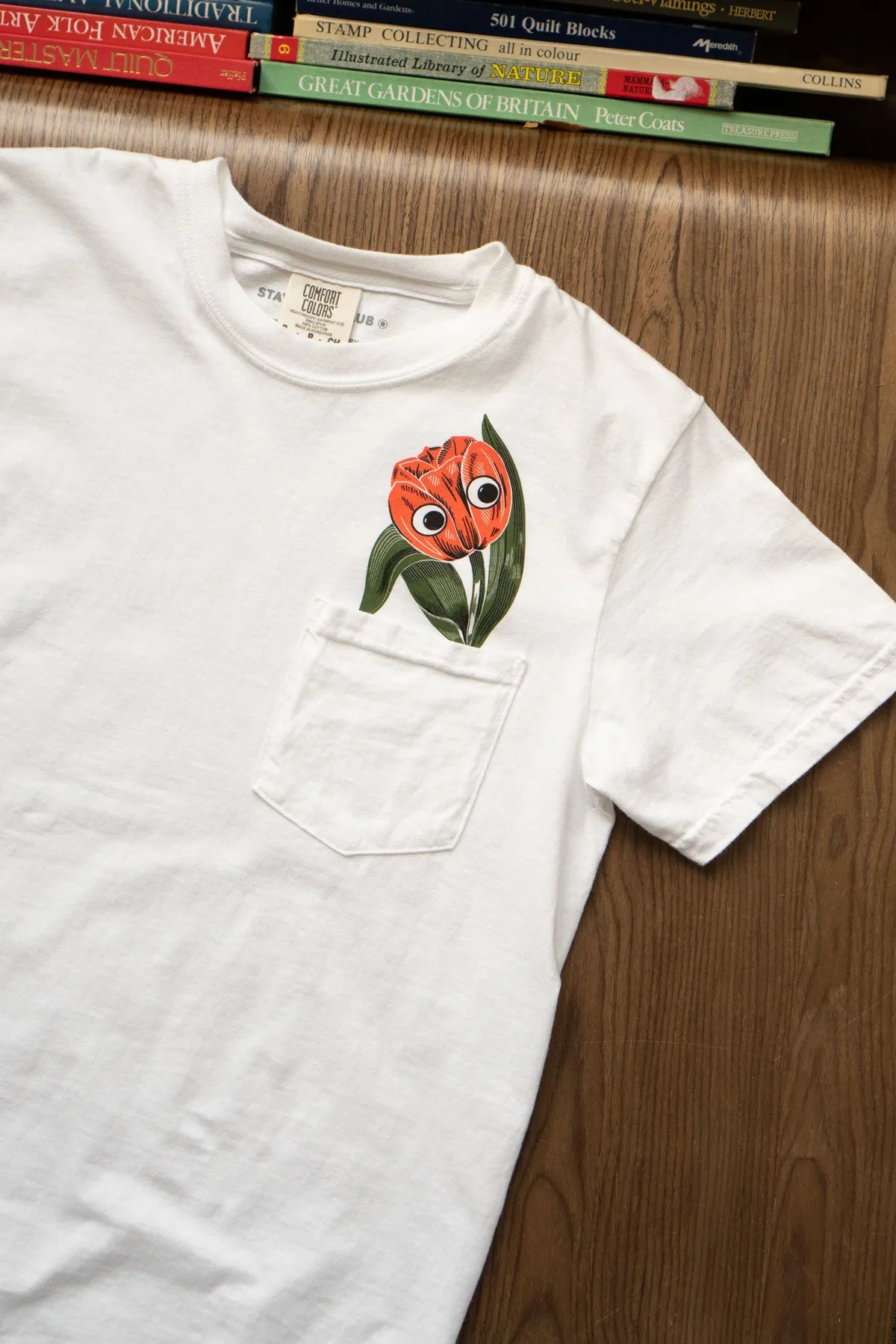 Peeking Tulip Pocket Tee sold by Stay Home Club