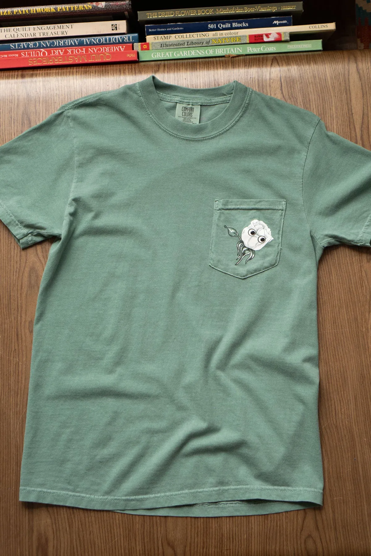 Googly White Roses Pocket Tee sold by Stay Home Club product image thumbnail 4