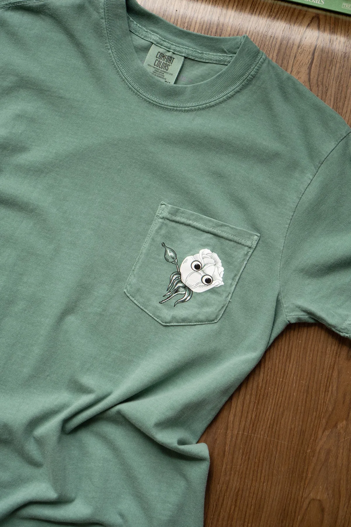 Googly White Roses Pocket Tee sold by Stay Home Club product image thumbnail 2